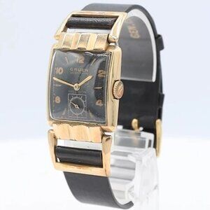 Vintage Gruen 335-558 Black Zephyr Men's Mechanical Wristwatch 335 Swiss 10k GF